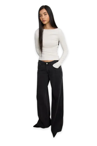 Oak + Fort WASHED WIDE LEG JEAN