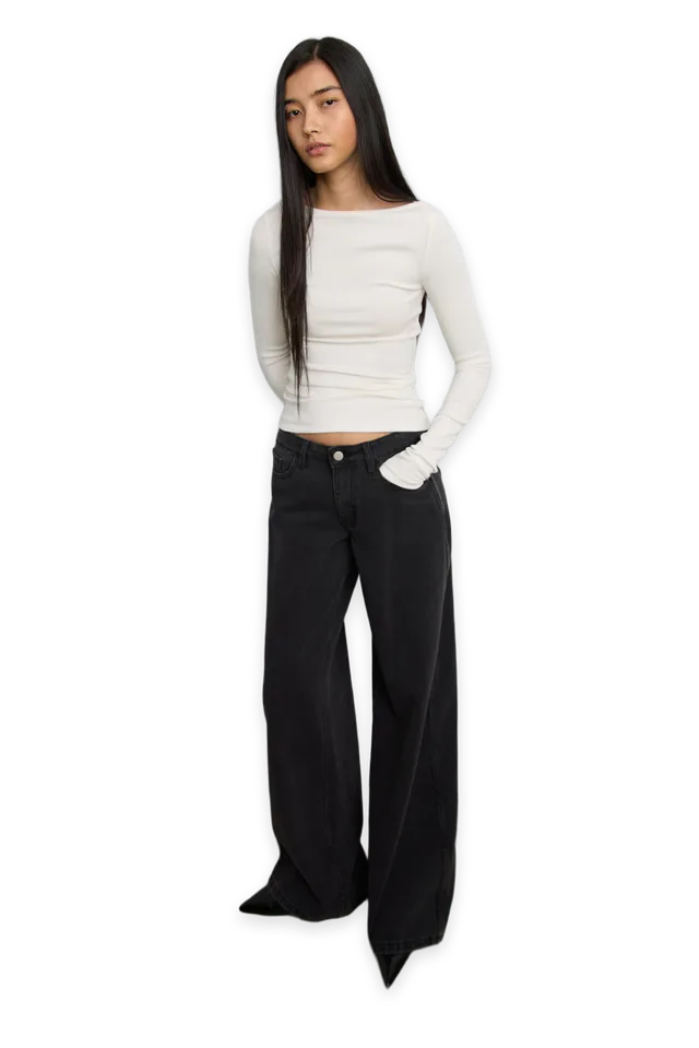 Oak + Fort WASHED WIDE LEG JEAN