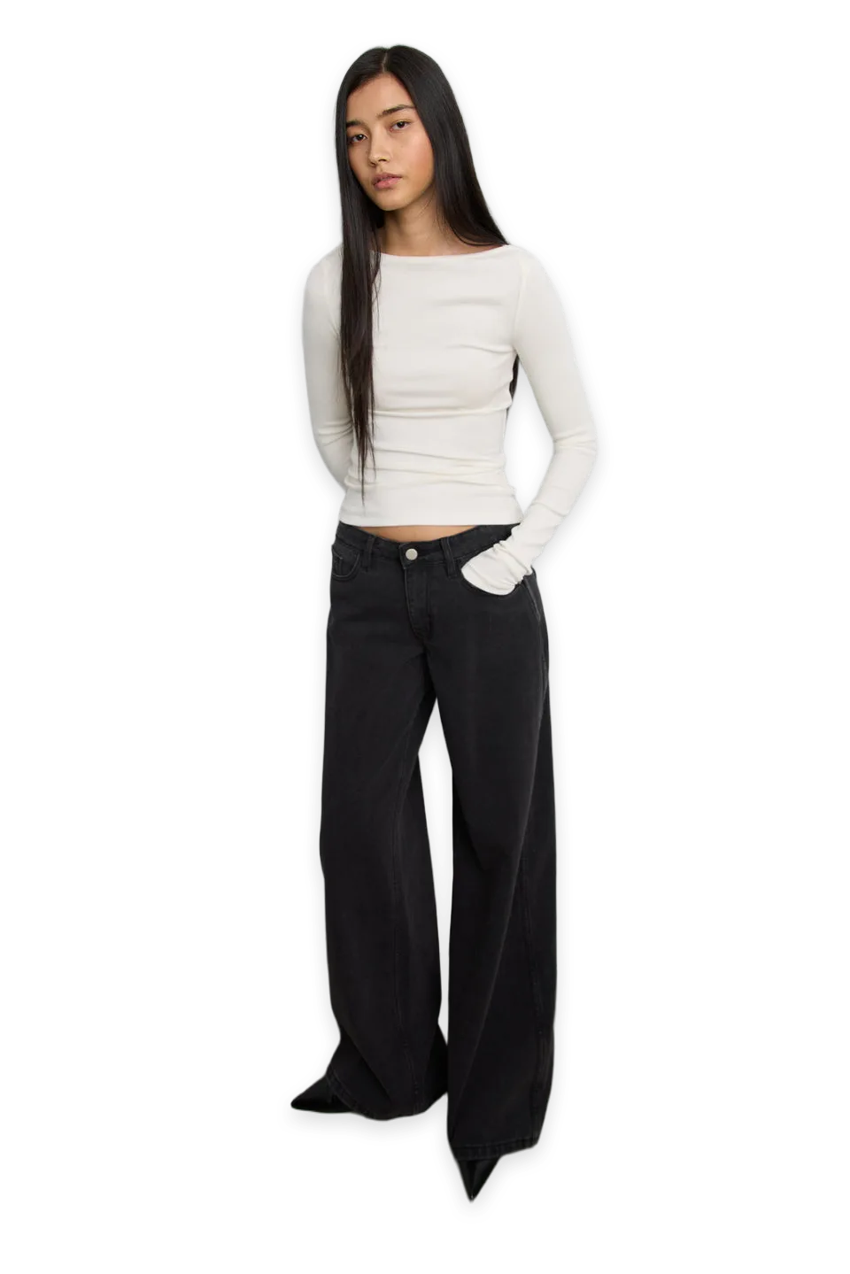 Oak + Fort WASHED WIDE LEG JEAN