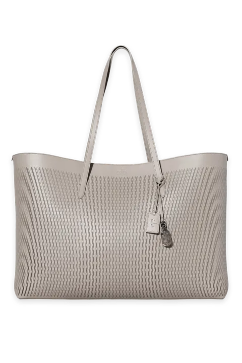 Alo ALO Leather Mesh Tranquility Tote · Warm Gravel Leather Mesh