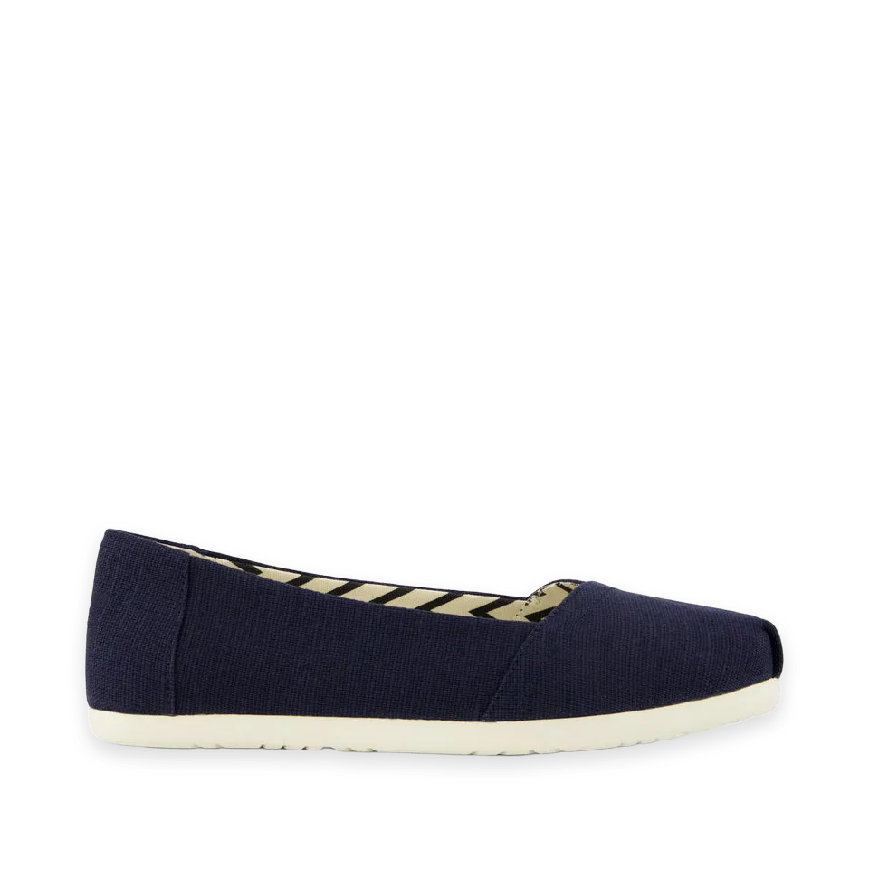 TOMS Womens Alpargata Ballet Flat Navy Heritage Canvas