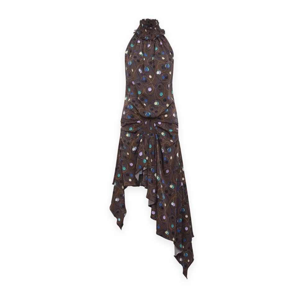 Siedres Siedres Toni Satin Halter Neck Printed Mini Dress