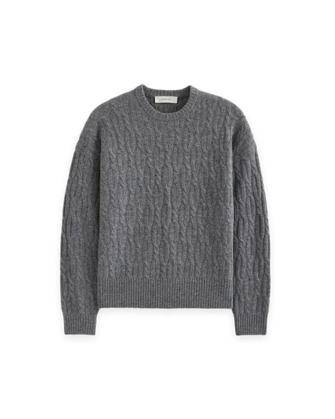 Everlane Relaxed Cable-Knit Crew in Luxe Merino