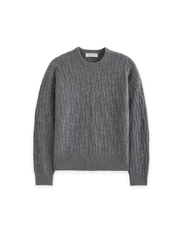 Everlane Relaxed Cable-Knit Crew in Luxe Merino