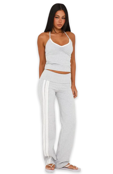 White Fox Wandering Off Fold Over Pants Grey Marle