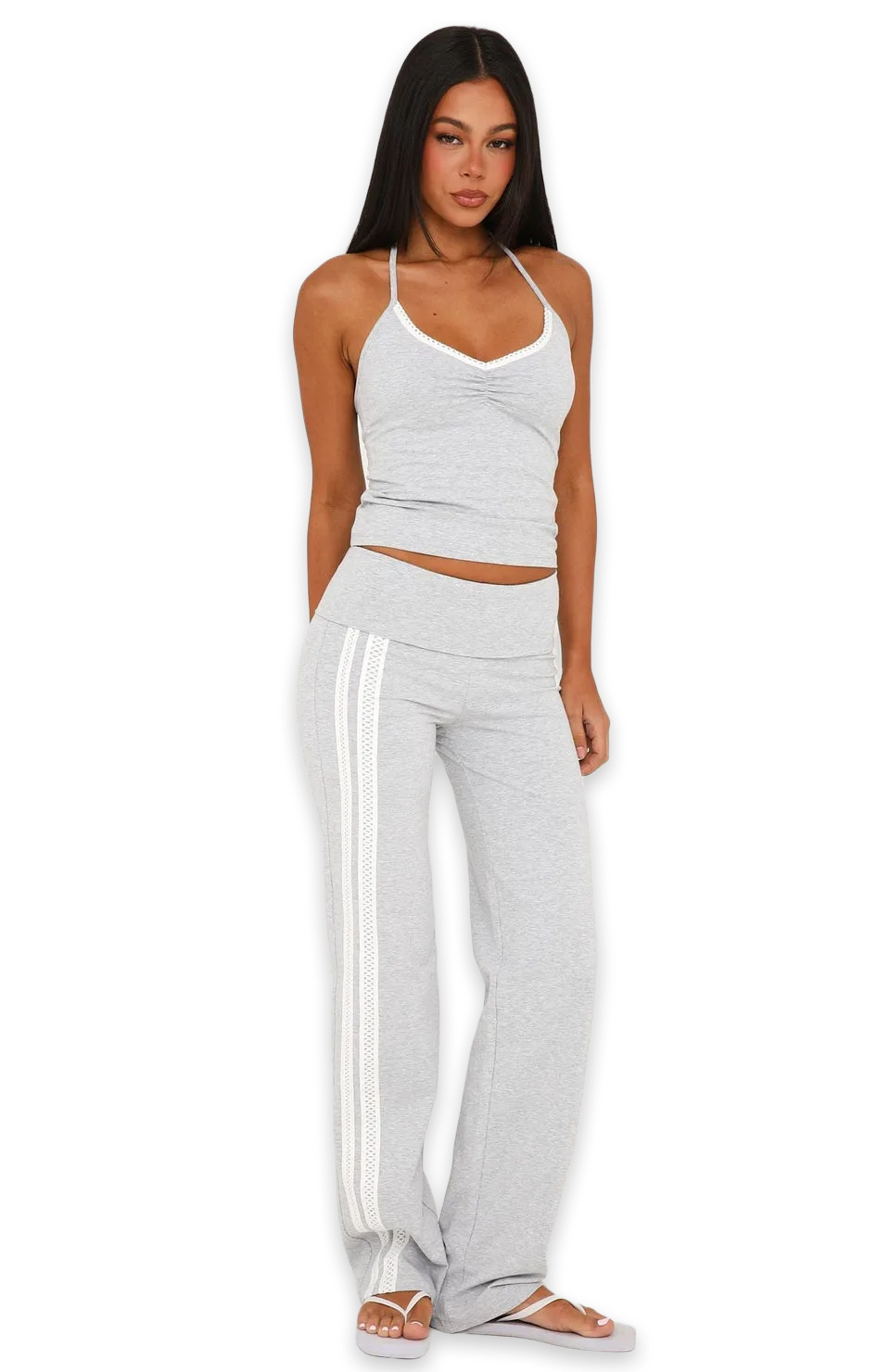White Fox Wandering Off Fold Over Pants Grey Marle, photo 2