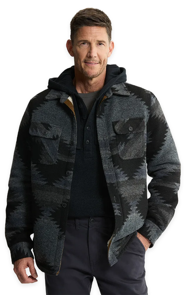 Jachs NY Sherpa Lined Wool Blend Shirt Jacket