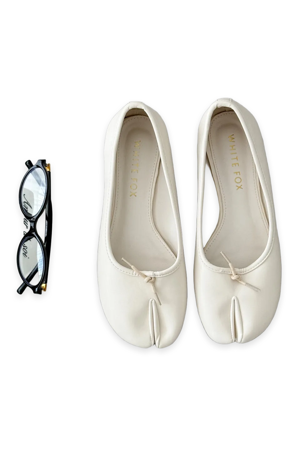 White Fox Kellee Tabi Ballet Flats Off White PU