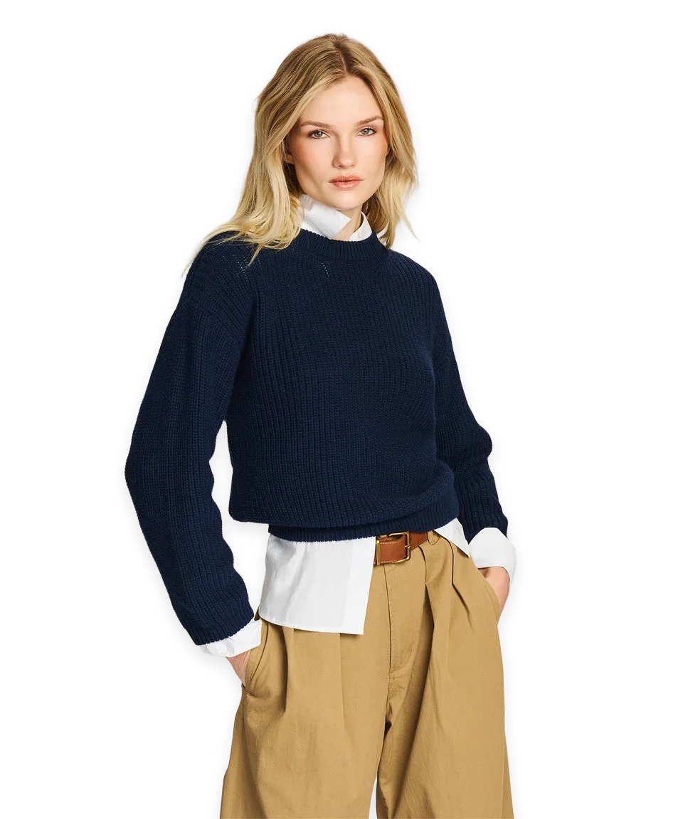 Naadam Cotton Fisherman Crewneck Sweater