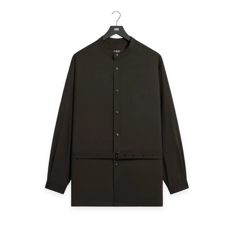 Kith Giorgio Armani & Kith Virgin Wool Belted Shirt · Ganache