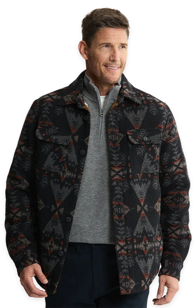 Jachs NY Sherpa Lined Wool Blend Shirt Jacket