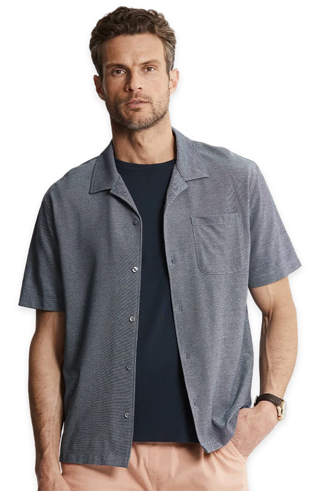 Jachs NY Knit Oxford Short Sleeve Camp Shirt