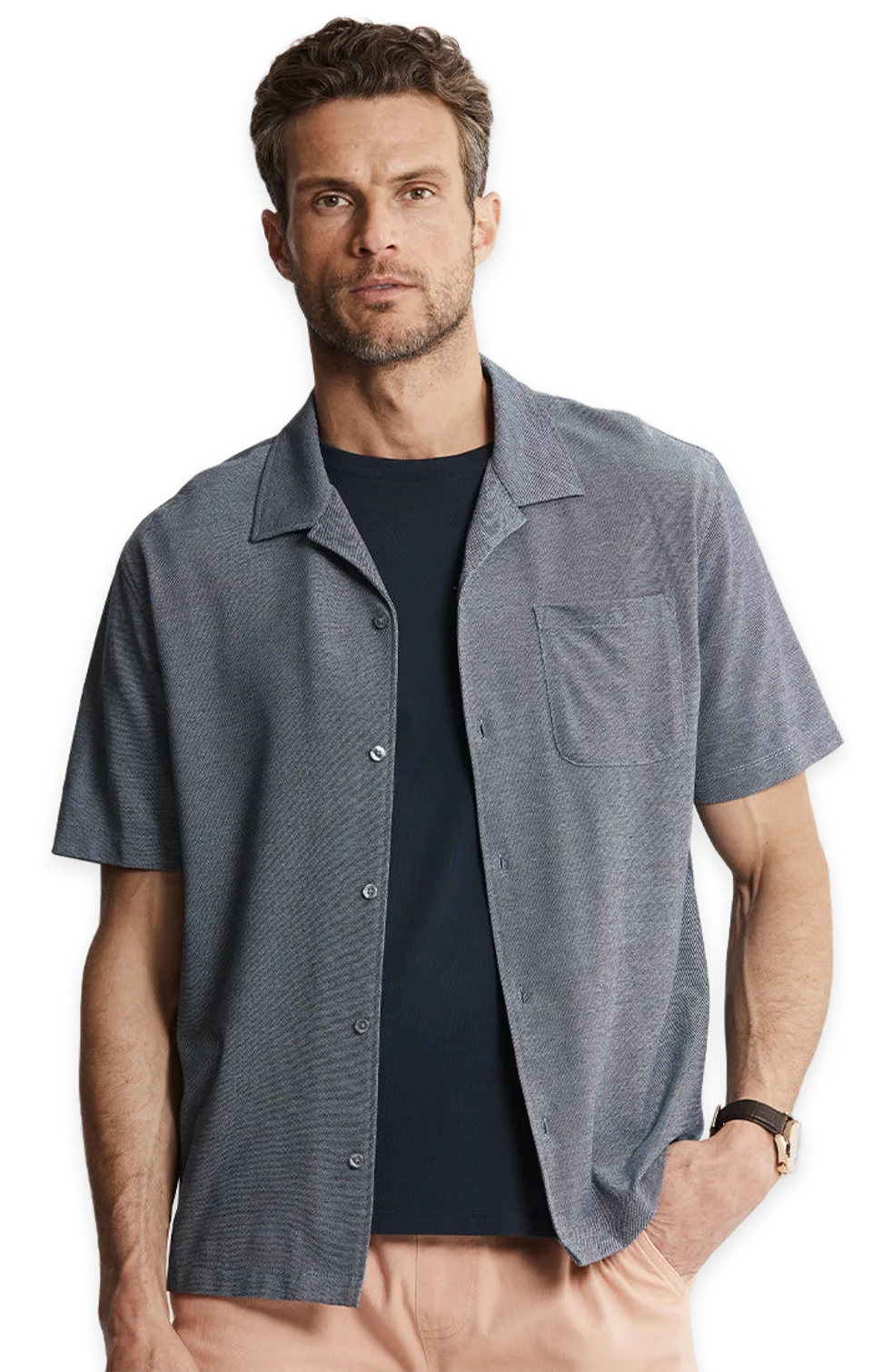 Jachs NY Knit Oxford Short Sleeve Camp Shirt