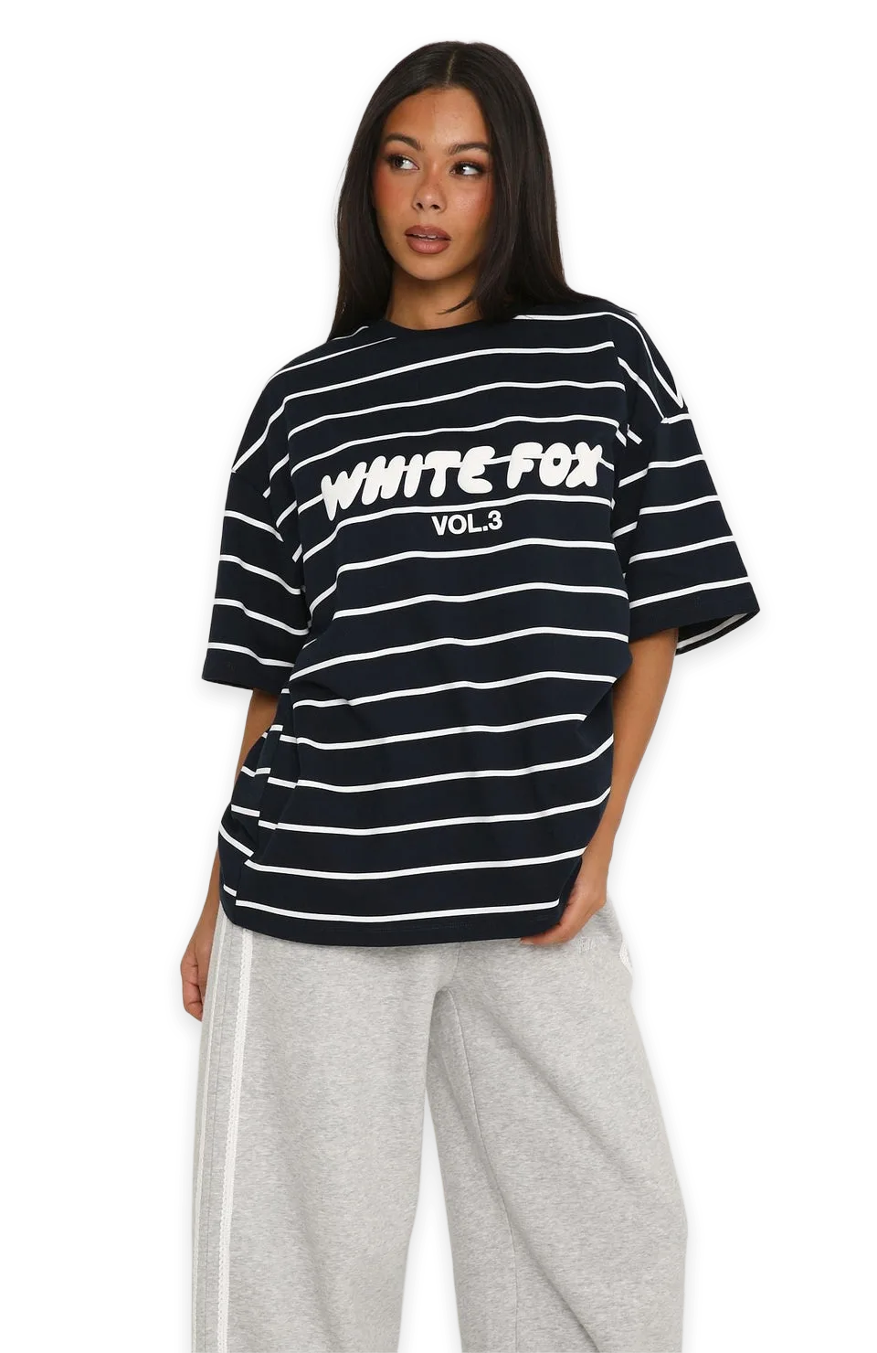 White Fox Offstage Striped Oversized Tee Navy/White Stripe, photo 3