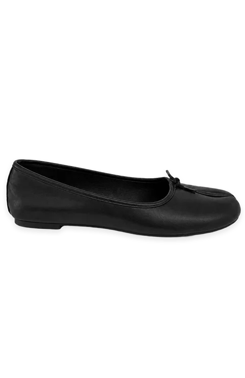 White Fox Kellee Tabi Ballet Flats Black PU