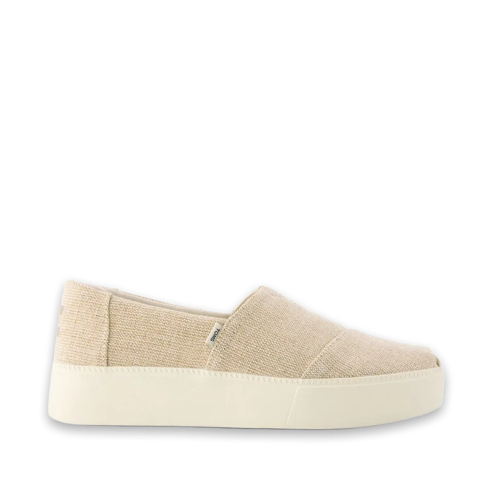 TOMS Womens Asher Platform Slip On Sneaker Natural Undyed Heritage Canvas