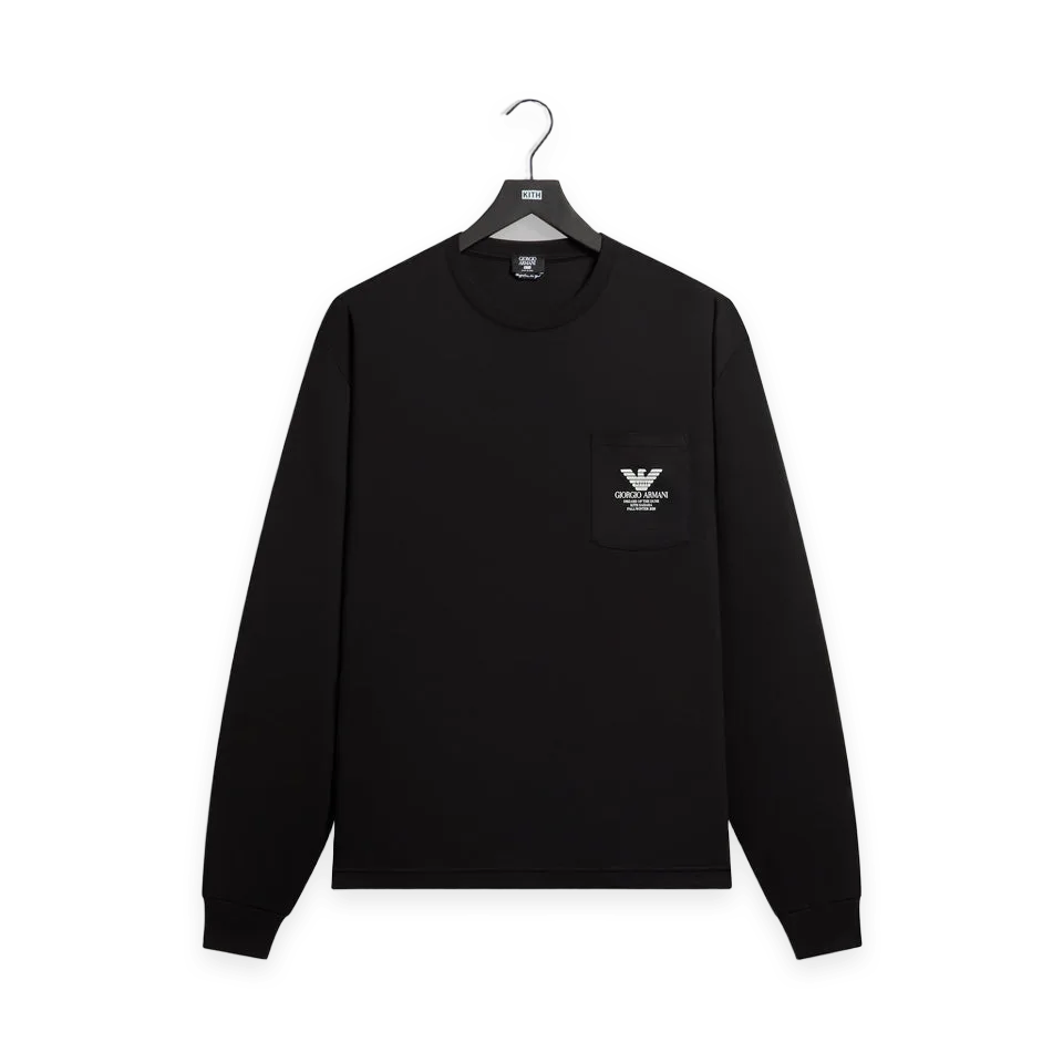 Kith Giorgio Armani & Kith Long Sleeve Pocket Tee · Nero