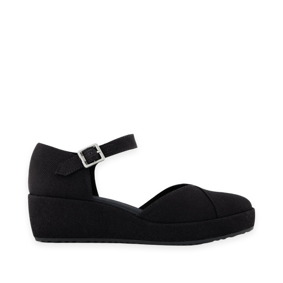 TOMS Womens Gwyneth Wedge Black Canvas