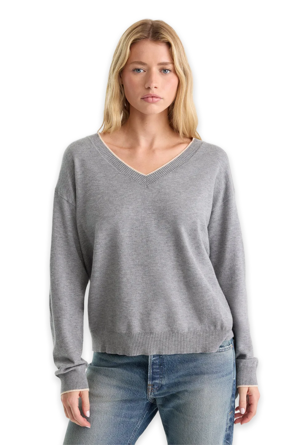 Good American THE COZY V NECK SWEATER