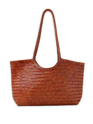Faherty Woven Leather Tote