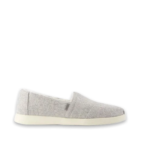 TOMS Womens Alpargata Plus Light Grey Heathered Tweed w/ Faux Fur