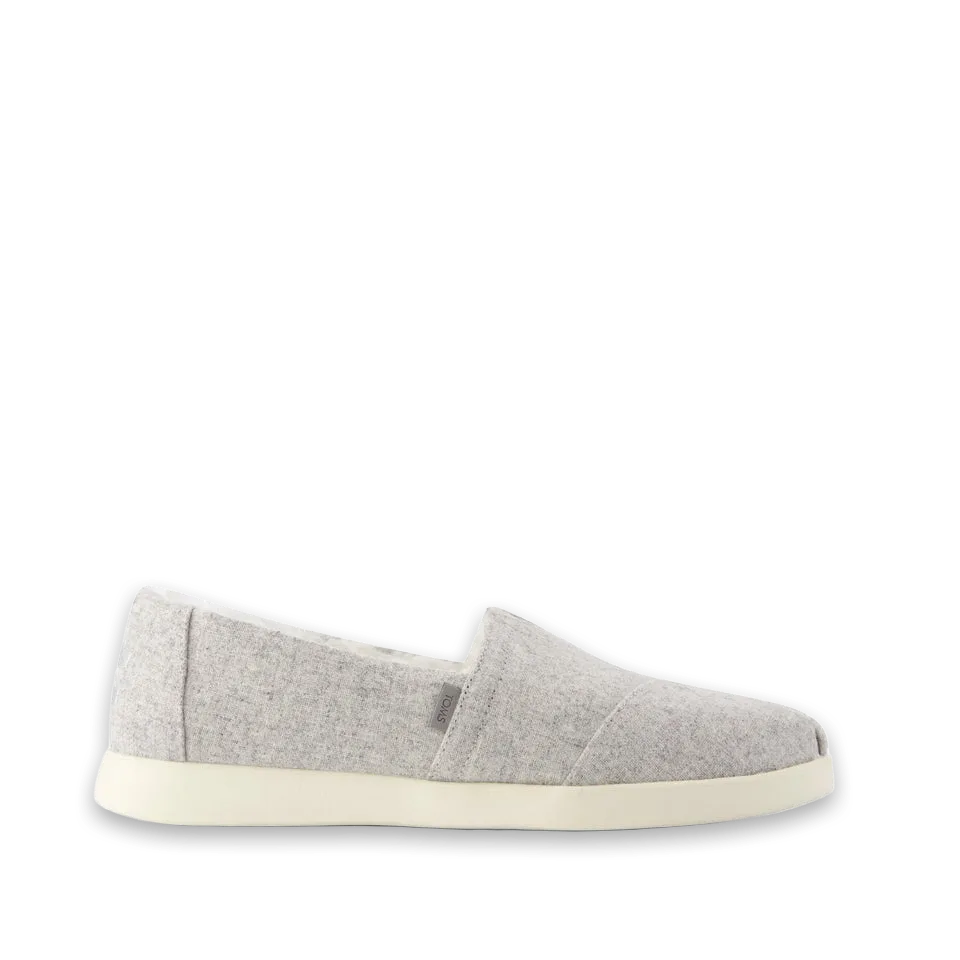TOMS Womens Alpargata Plus Light Grey Heathered Tweed w/ Faux Fur