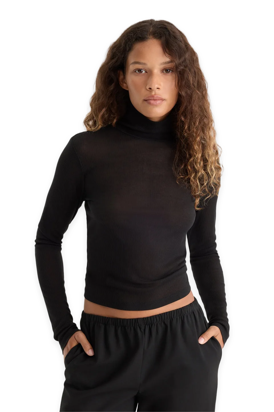 Good American THE SHEER RIB TURTLENECK