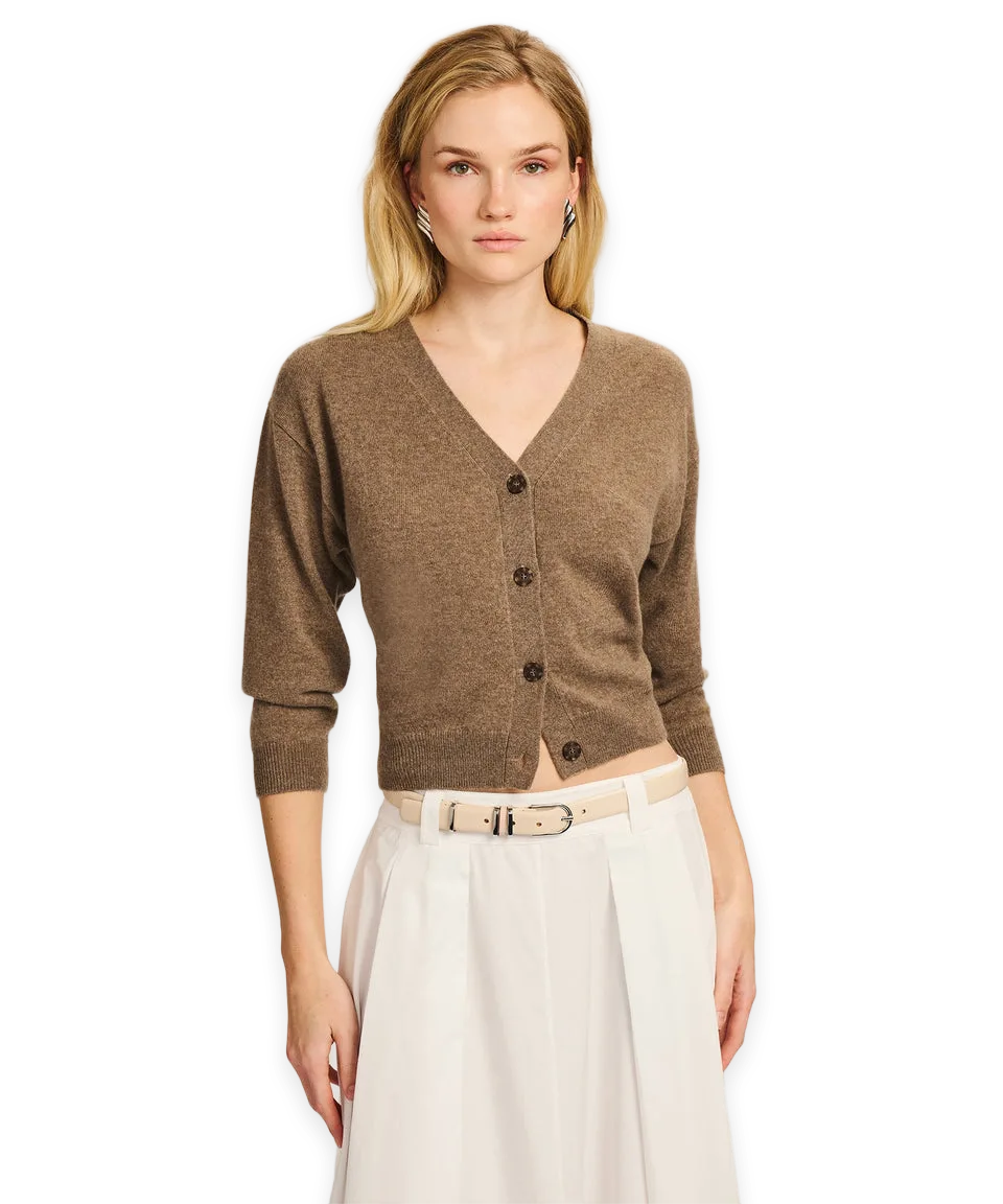 Naadam Signature Cashmere Three-Quarter Sleeve Cardigan