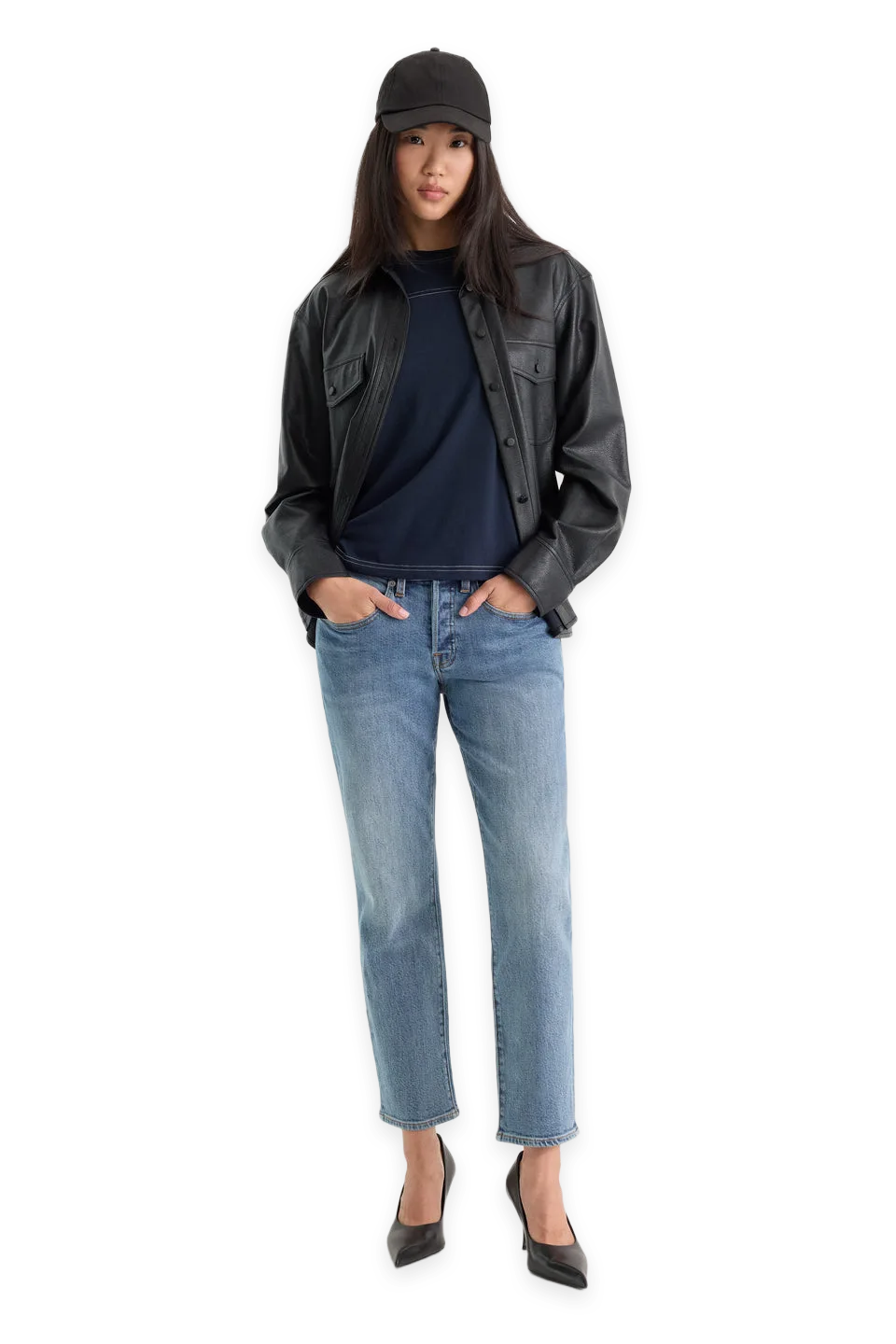 Good American VINTAGE STRAIGHT ANKLE JEANS · SAVOR