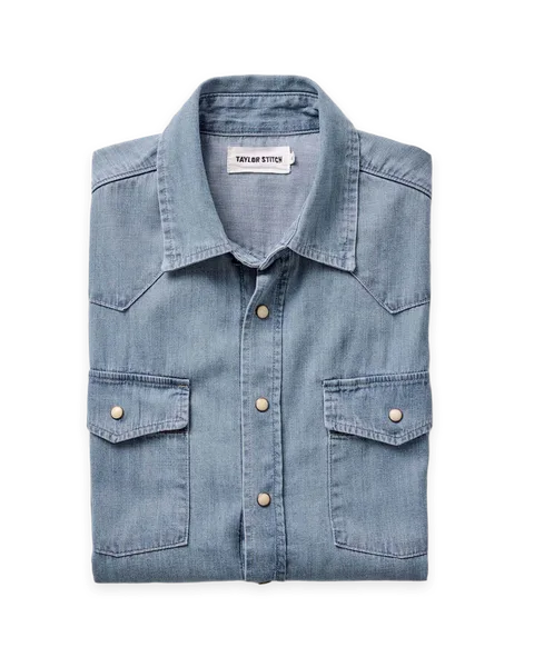 Taylor Stitch The Glacier Shirt in Washed Indigo Selvedge Denim