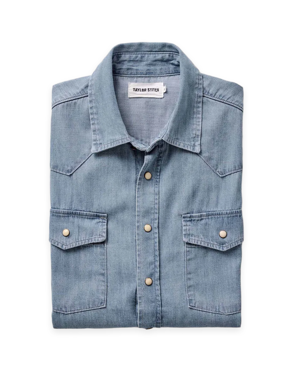Taylor Stitch The Glacier Shirt in Washed Indigo Selvedge Denim