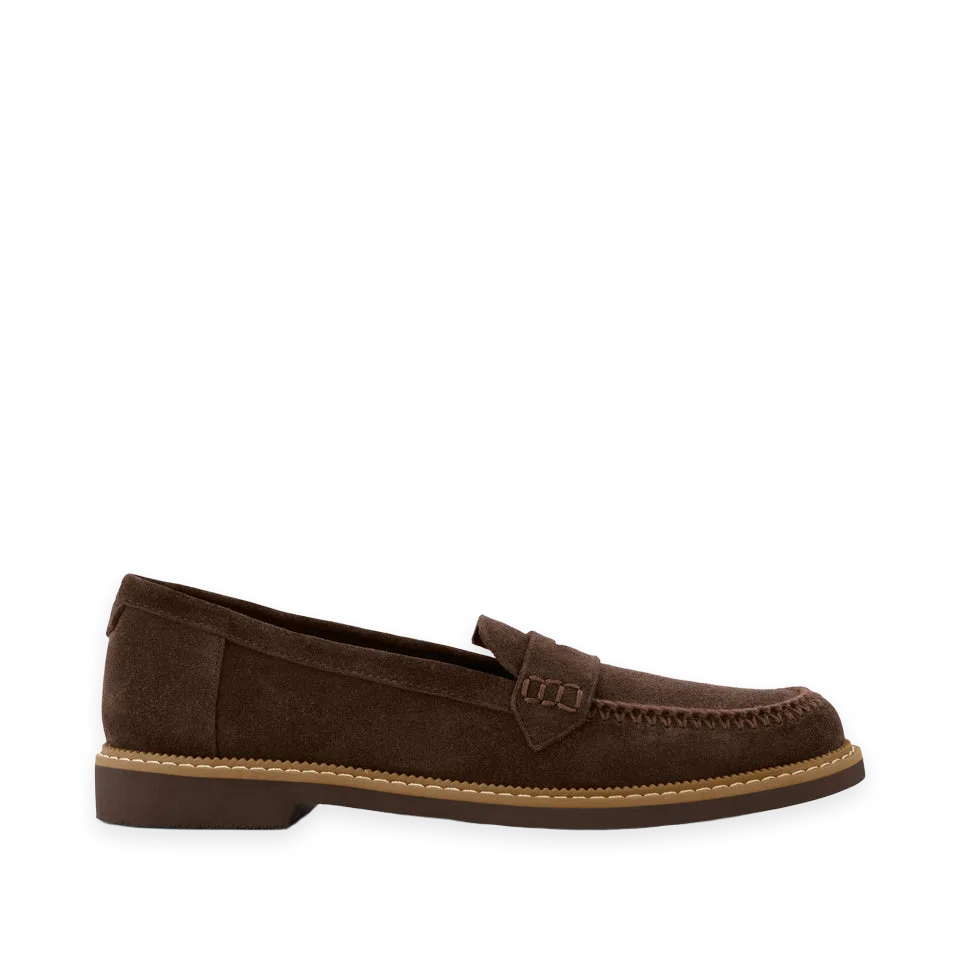 TOMS Womens Marie Loafer Chocolate Brown Deco Stich Suede