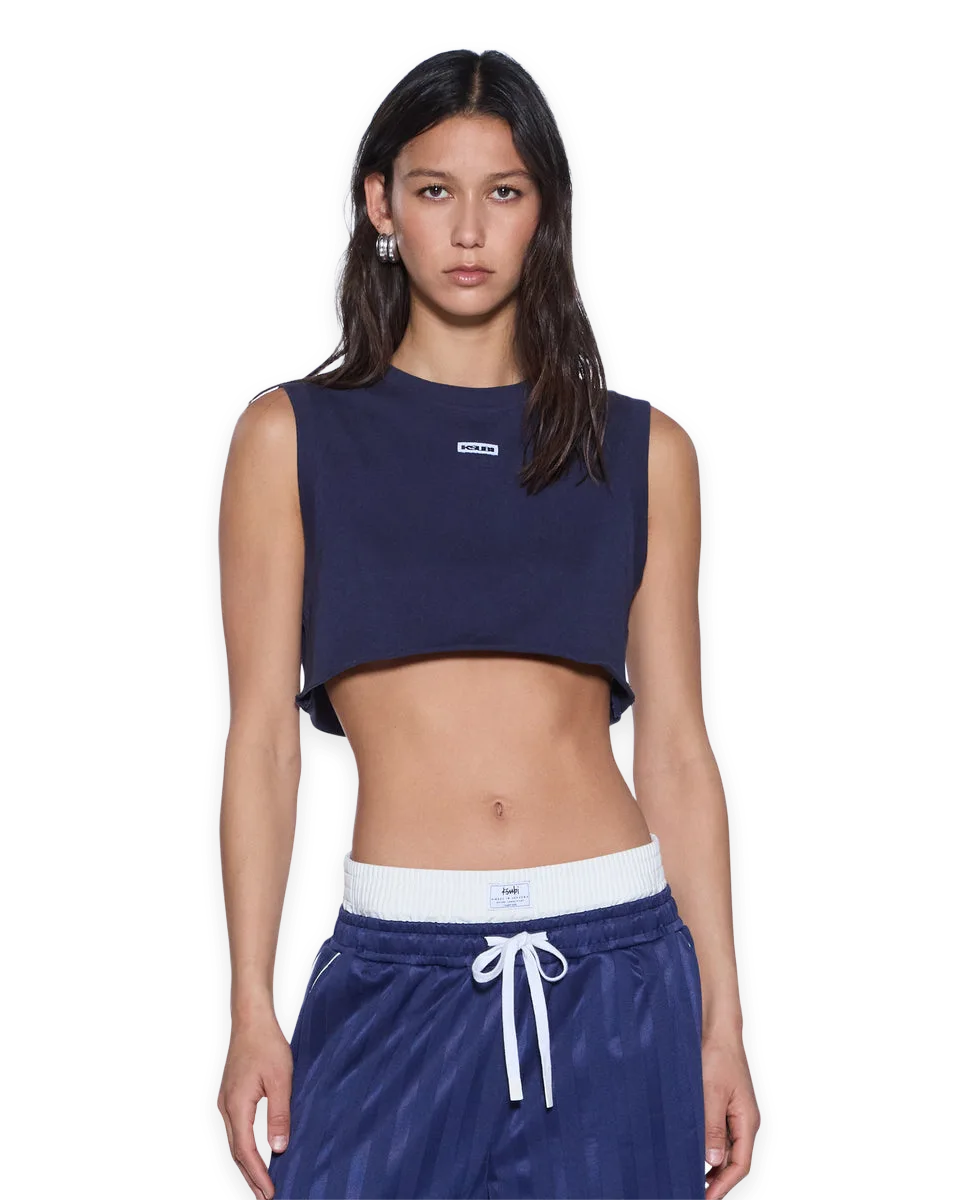 Ksubi LABELS CROP TANK NAVY
