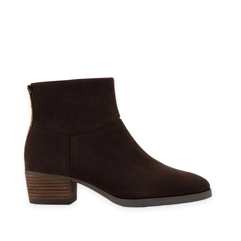 TOMS Womens Elia Ankle Boot Water Resistant Chocolate Brown Suede