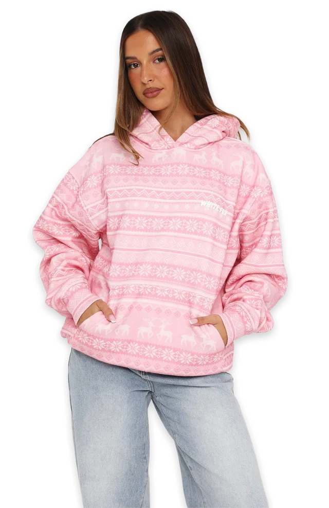 White Fox Warm & Cosy Oversized Hoodie Pink