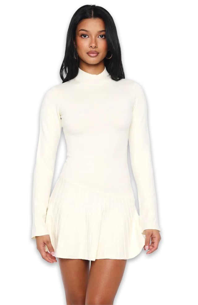 White Fox Forever Her Long Sleeve Mini Dress White