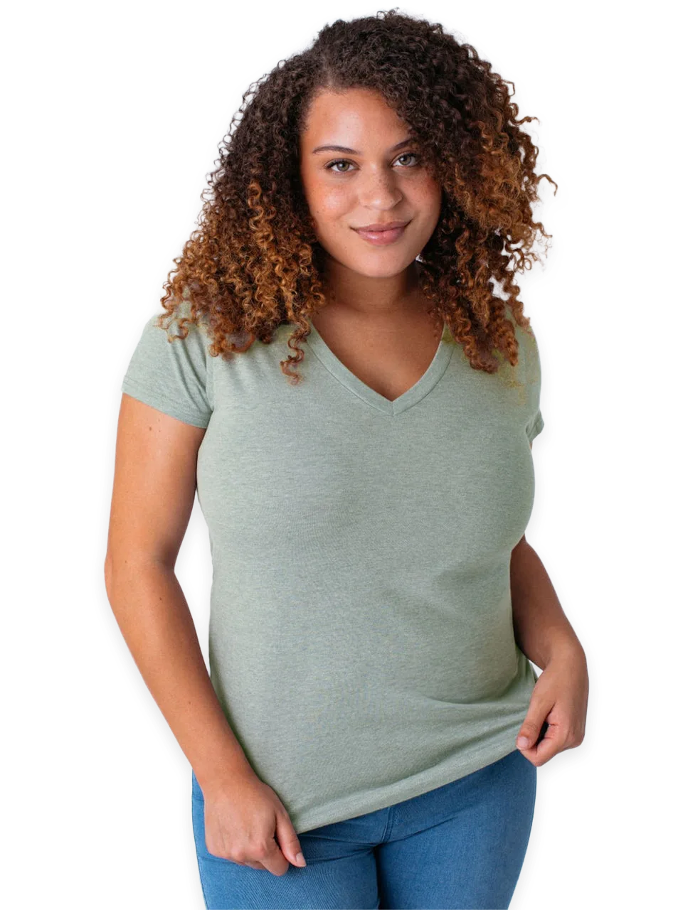 Fresh Clean Threads Vintage Green Everyday V-Neck Tee