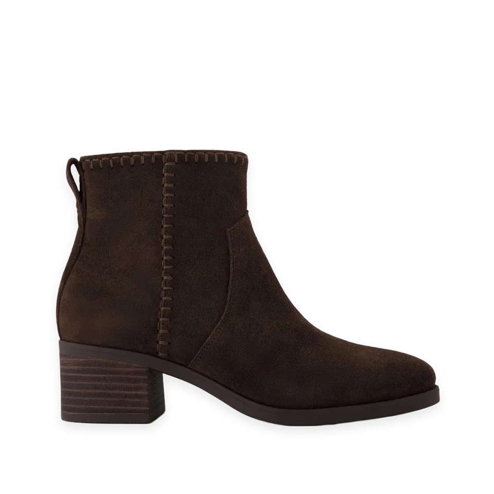 TOMS Womens Delilah Heeled Boot Water Repellent Chocolate Brown Suede