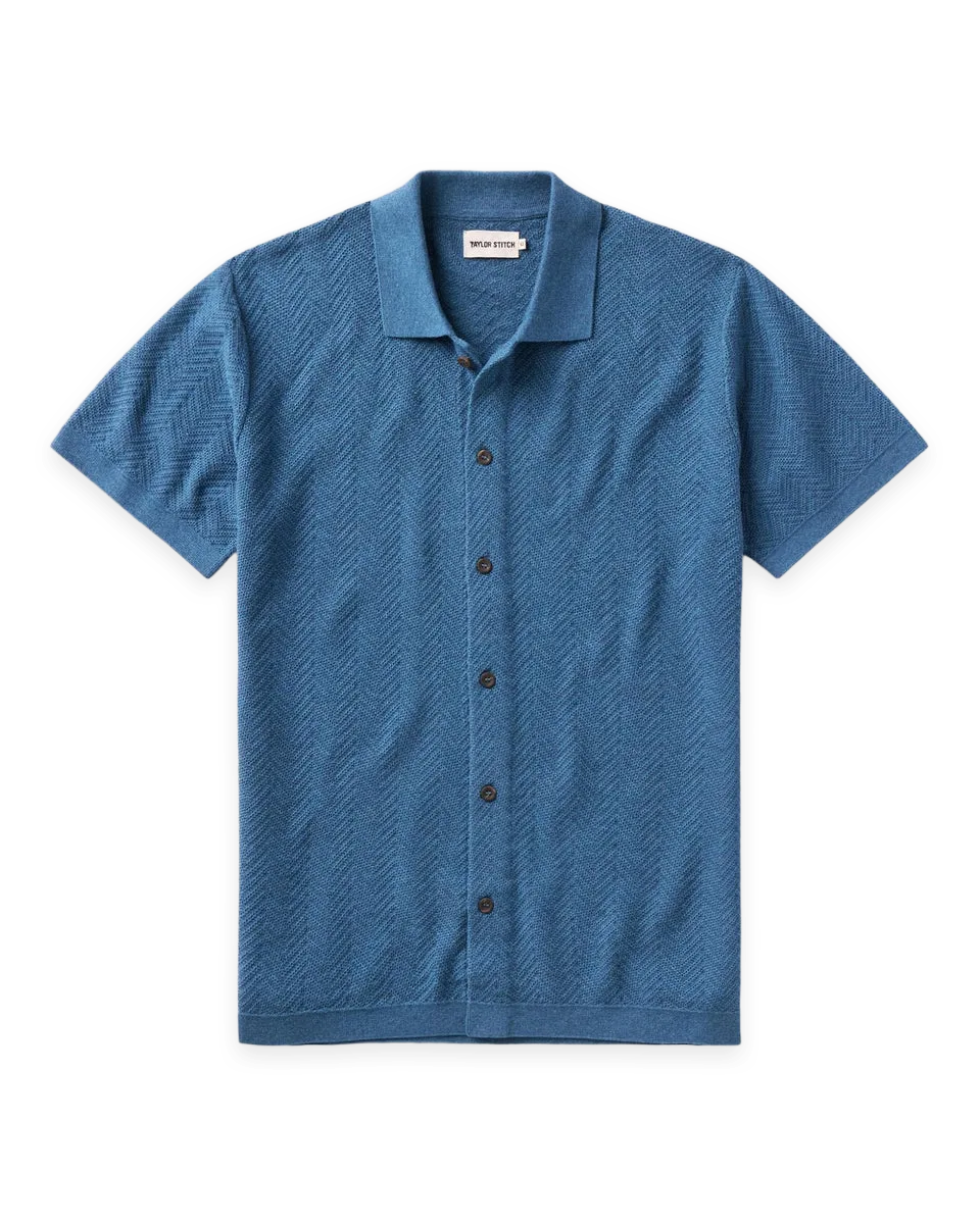 Taylor Stitch The Button Down Polo in Gulf Stream Herringbone