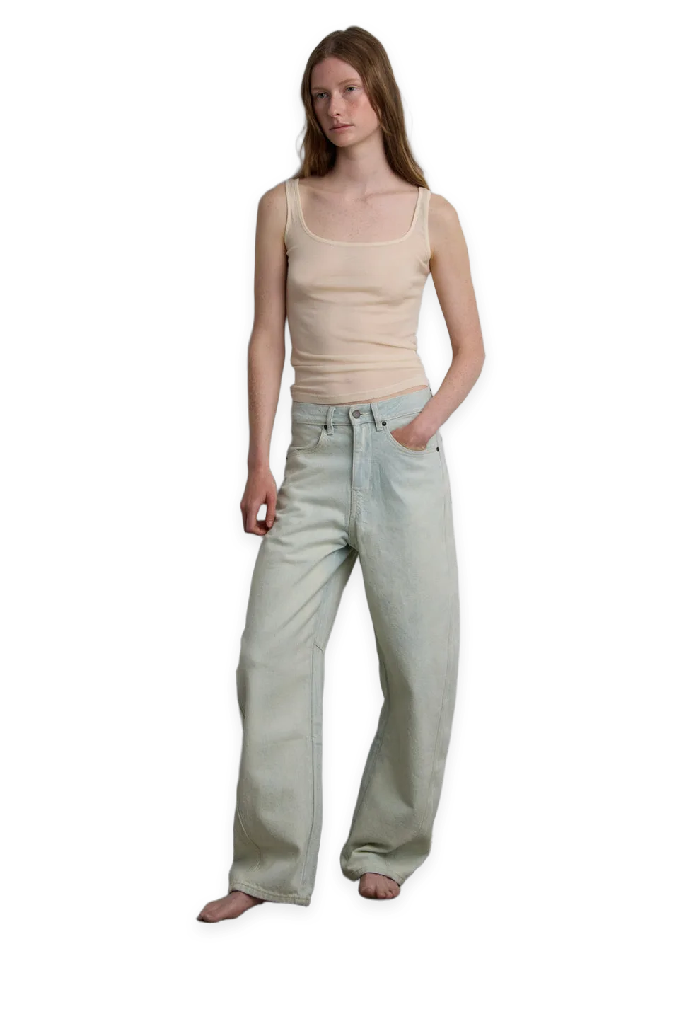 Oak + Fort VINTAGE BARREL JEAN WITH SEAM DETAIL