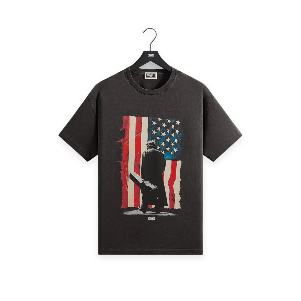 Kith Kith Records for Johnny Cash American Flag Vintage Tee