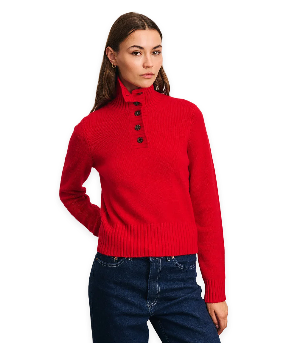 Naadam Super Luxe Cashmere Quarter Button Down Sweater