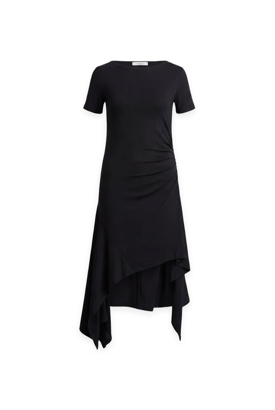 Oak + Fort ASYMMETRICAL RUFFLE HEM MIDI DRESS