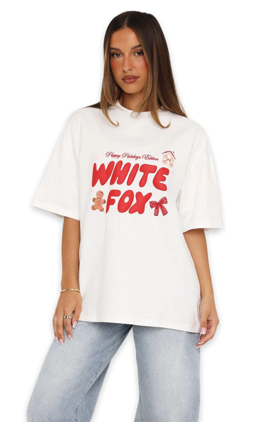 White Fox Merry & Bright Oversized Tee White, photo 3