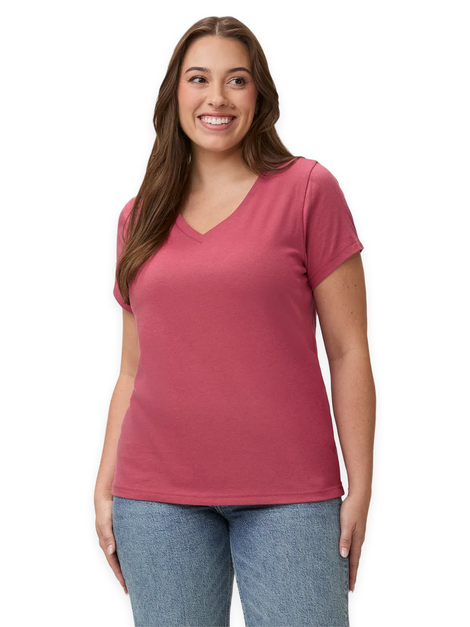 Fresh Clean Threads Coral Everyday V-Neck Tee