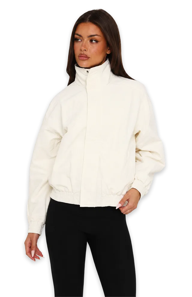 White Fox Cool Vibe Funnel Neck Jacket Off White