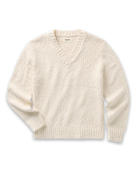 Taylor Stitch The Match V-Neck Sweater in Vintage White Slub