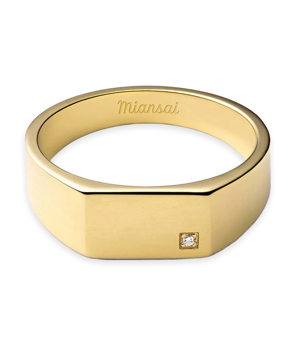 Miansai Miansai Gold Geo Signet Ring w/ Diamond