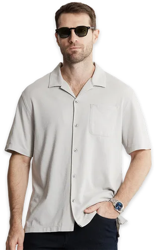 Jachs NY Knit Oxford Short Sleeve Camp Shirt