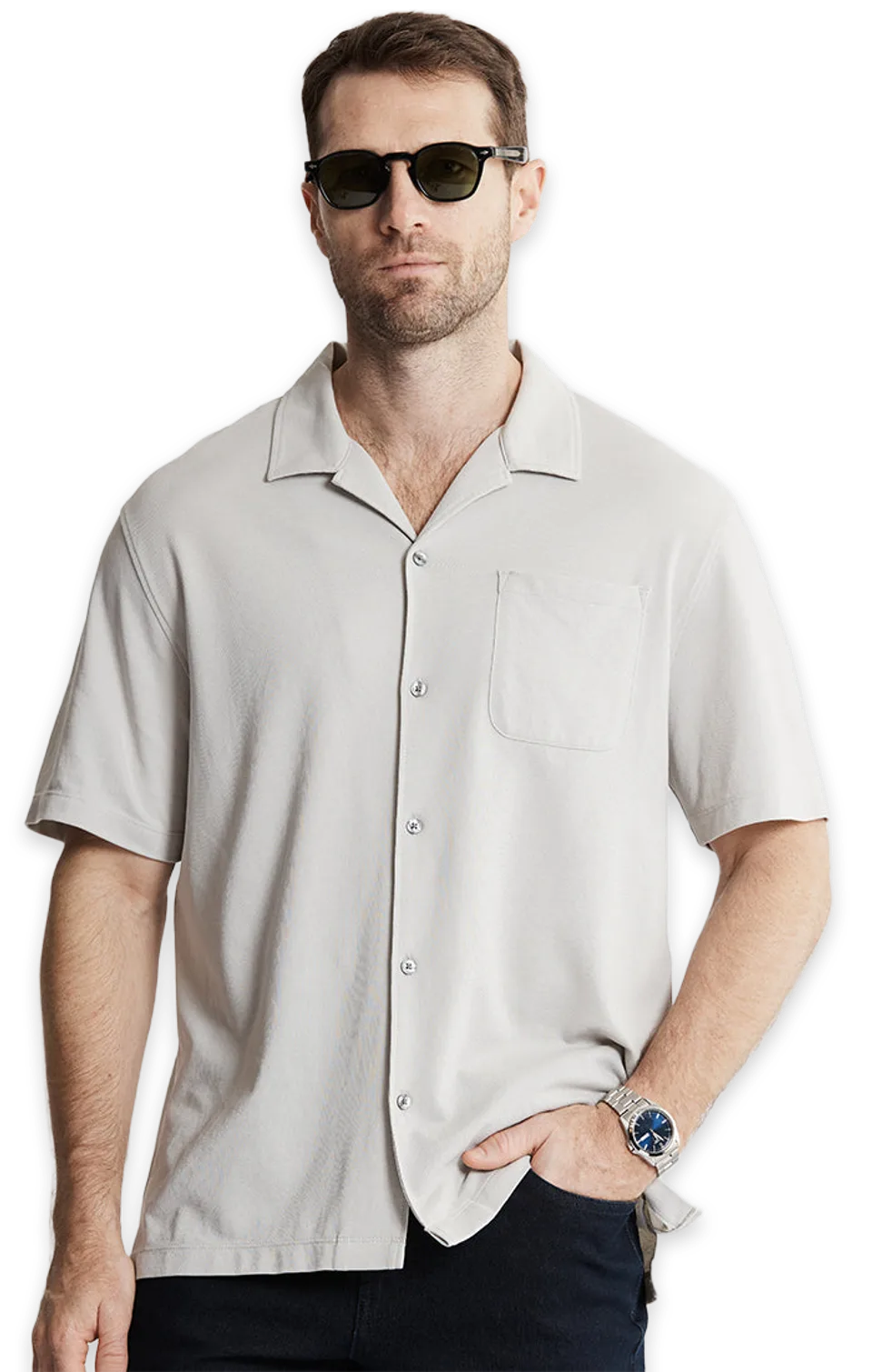 Jachs NY Knit Oxford Short Sleeve Camp Shirt
